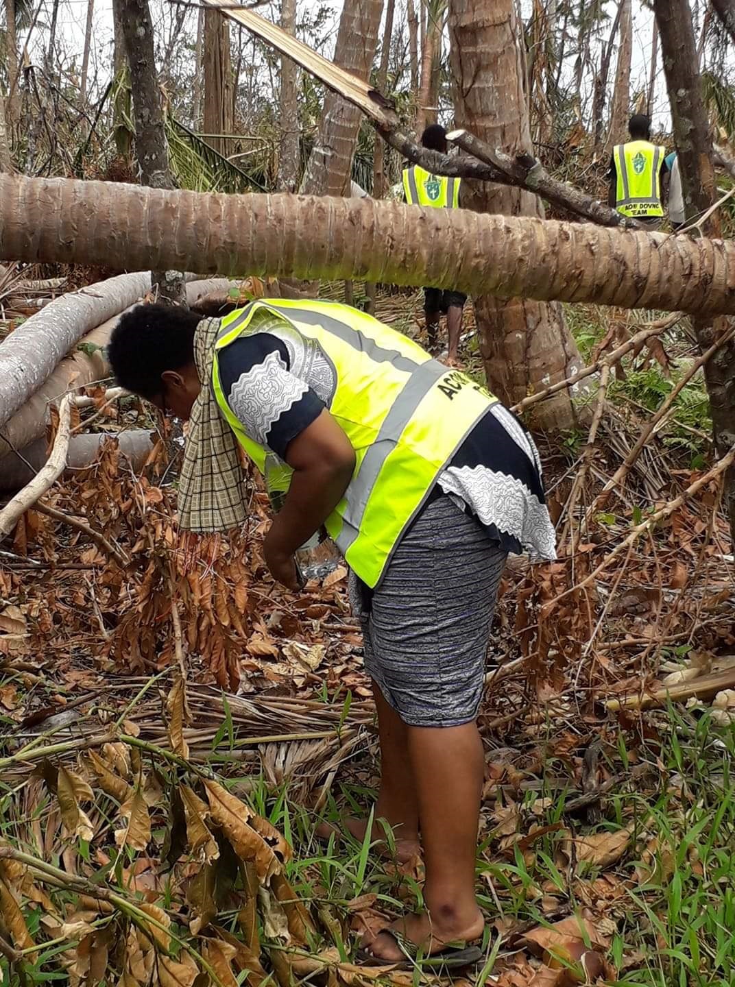 Assessment team on Malo Island, Vanuatu after Cyclone Harold. © ACOM Vanuatu. Used with permission.