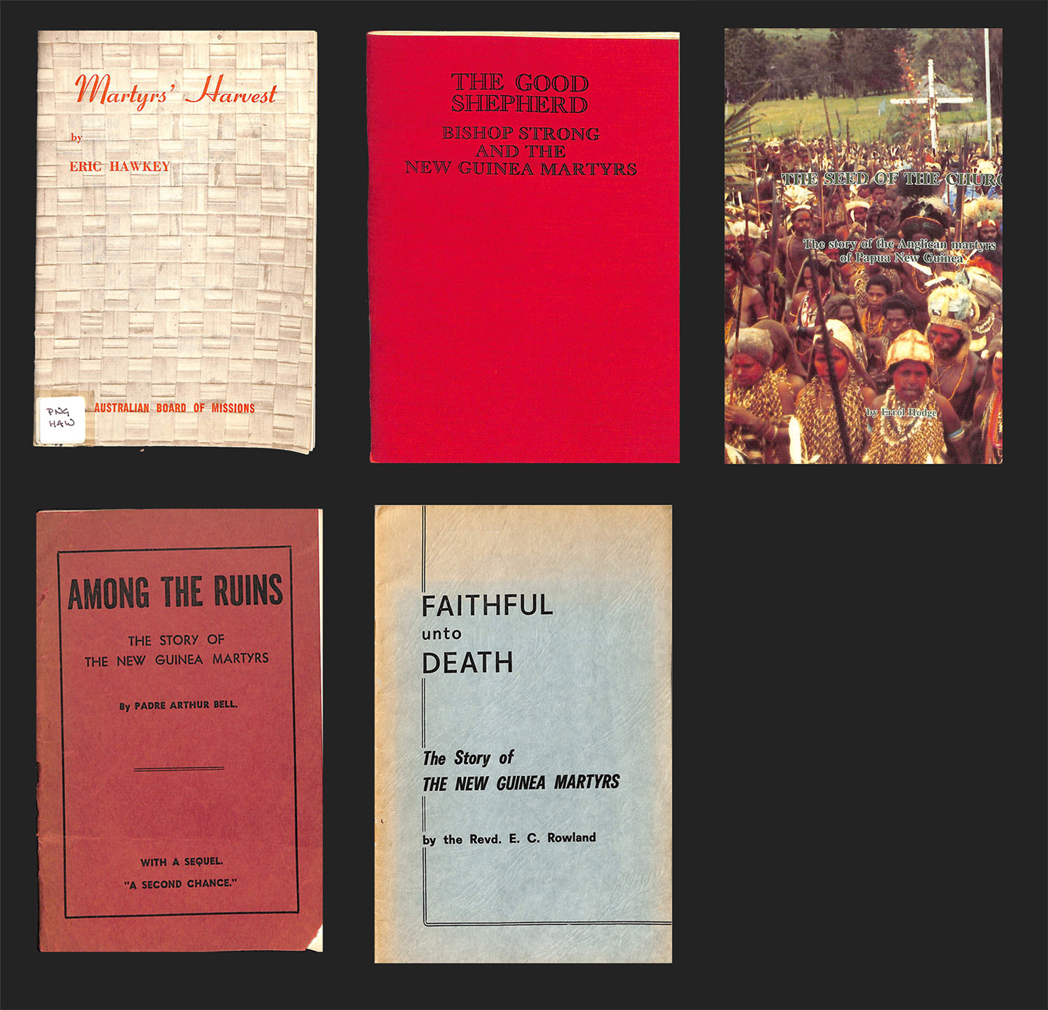 Covers of five booklets produced about the New Guinea Martyrs by ABM. If you wish to read any of these booklets, please apply using the button above.