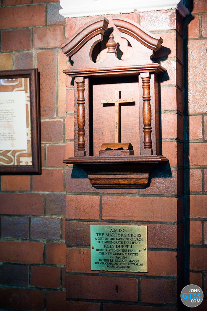 New Guinea Martyrs Cross at Holy Trinity, Woolloongabba, Anglican Church Southern Queensland. © The Rev’d Rosemary Gardiner. Used with permission.