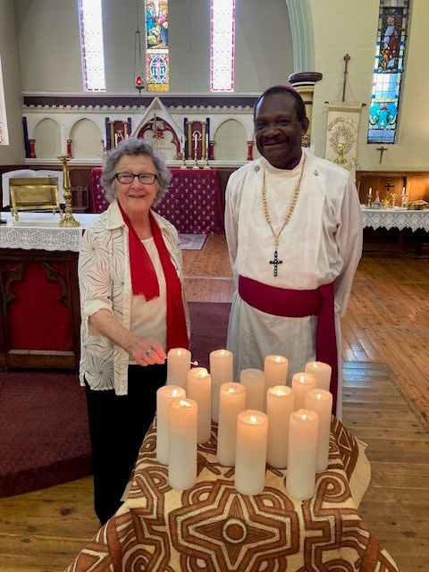 Mrs Moya Holle with Bishop Reginald Makele at St Luke’s, Enmore. © Edwina Waddy. Used with permission.