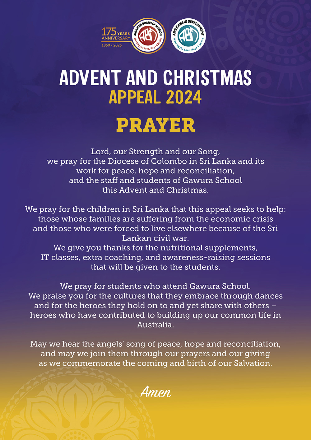 Prayer - Advent and Christmas Appeal 2024