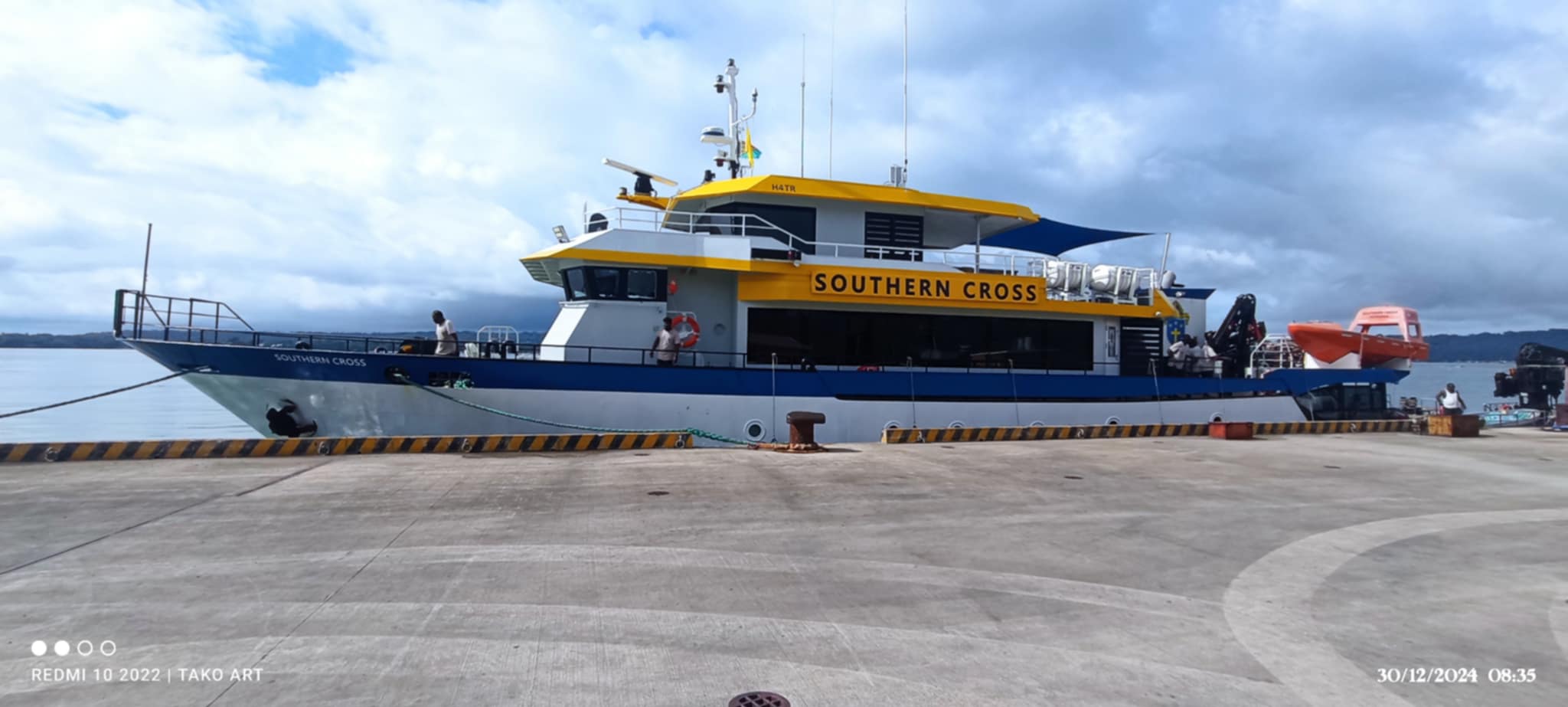 Loading relief supplies on board MV Southern Cross. © Anglican Church of Melanesia 2024. Used with permission