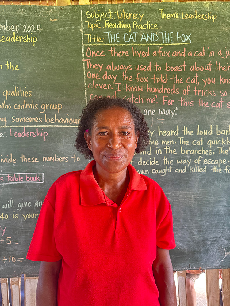 Silvia speaks about her hopes as she studies at Togaho Adult Literacy School. © Simolyn Delgado/ABM.